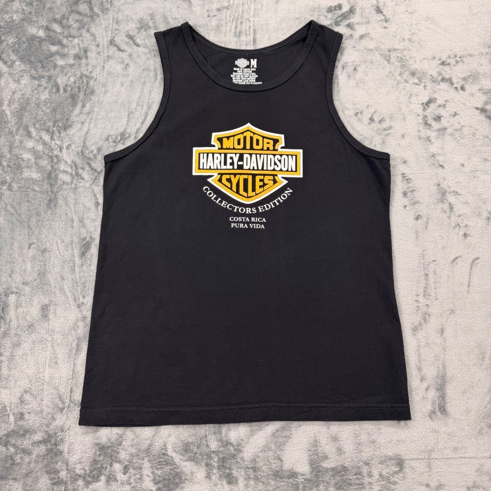 Harley-Davidson Costa Rica Beach Tank Top Mens Medium Black Pura Vida Dealer - Picture 3 of 8